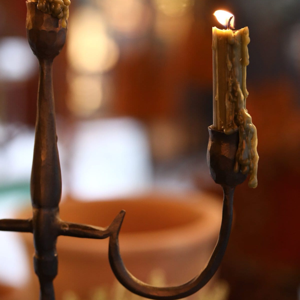 Handsmidd ljusstake / kandelaber tre armar - Bild 2