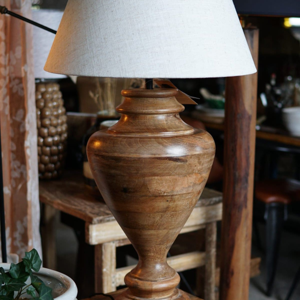 Bordslampa svarvat trä / svarvad trälampa H65 cm - Bild 4