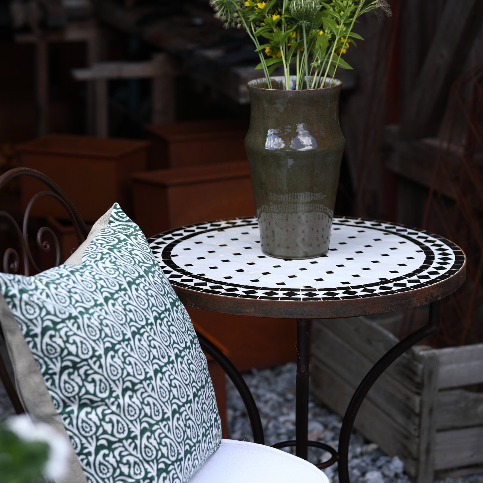 Mosaikbord Marrakech vitt/svart 60 cm