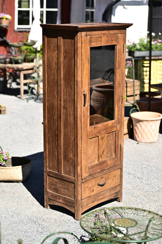 Vitrinskåp i teak med singeldörr och låda - Bild 3