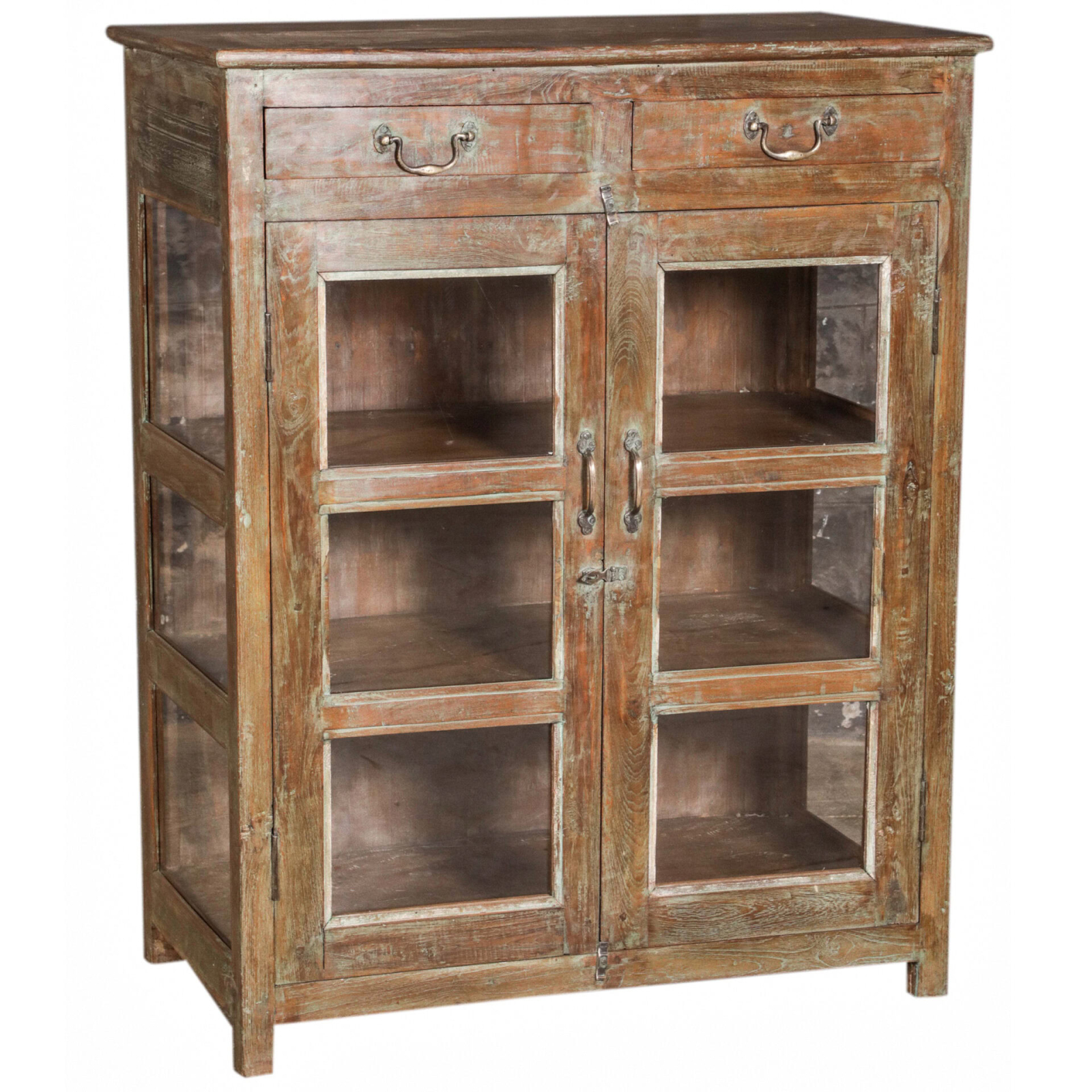 Vackert vitrinskåp med två lådor