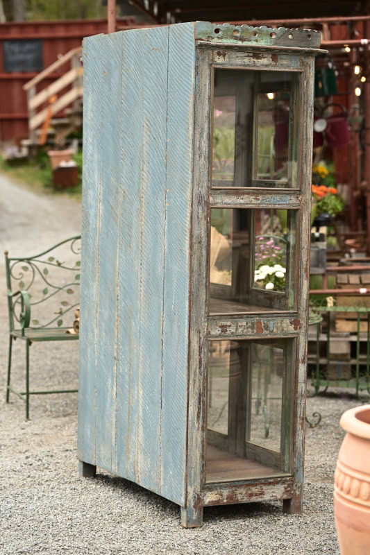 Vitrinskåp vintage med blå patina - Bild 6
