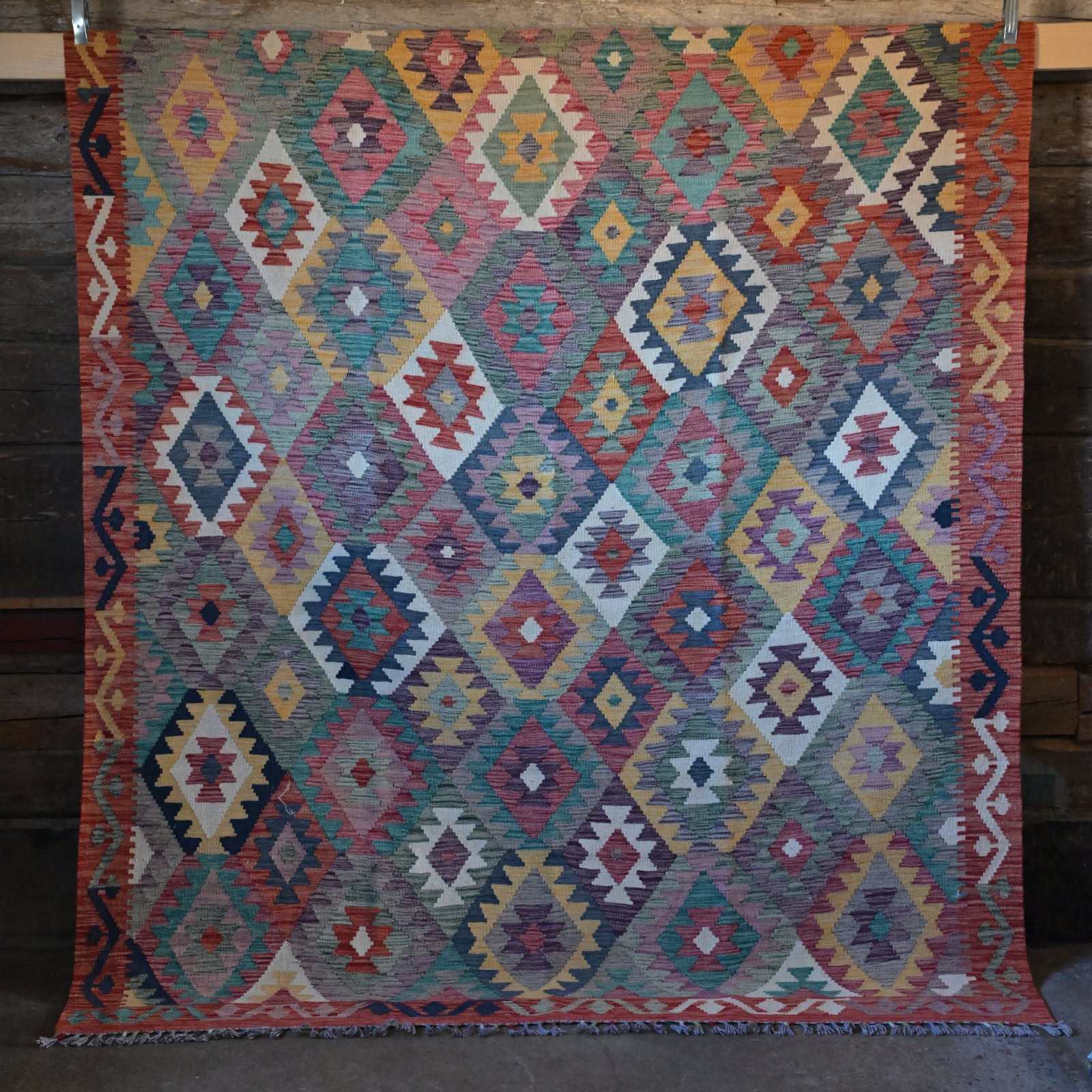 Unik handvävd kelim 198x297 cm