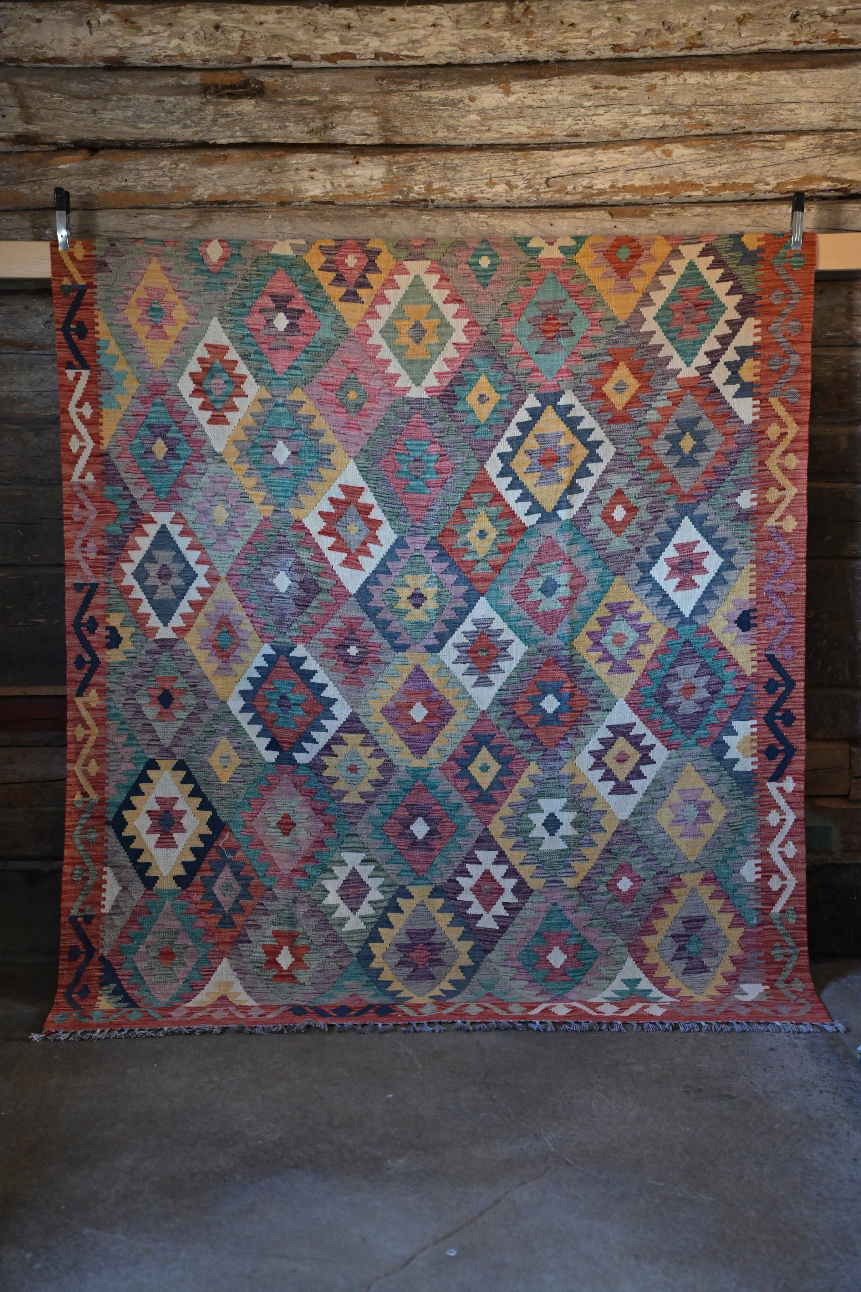 Unik handvävd kelim 198x297 cm