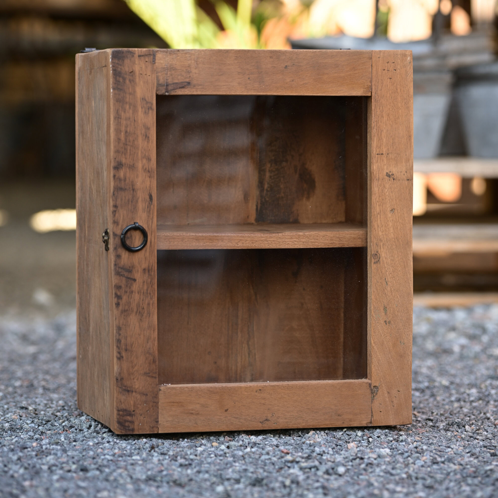 Väggvitrin / väggskåp återvunnet trä H45 cm