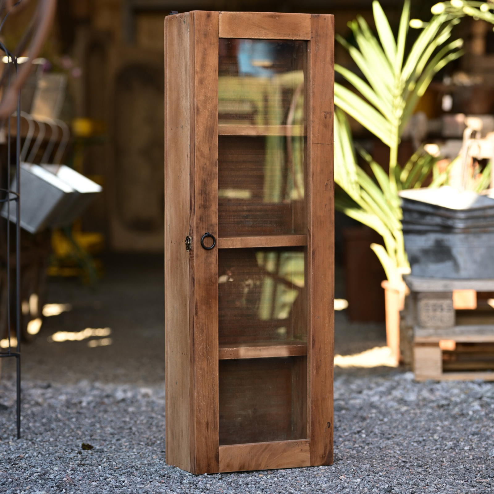 Väggvitrin / väggskåp återvunnet trä H90 cm
