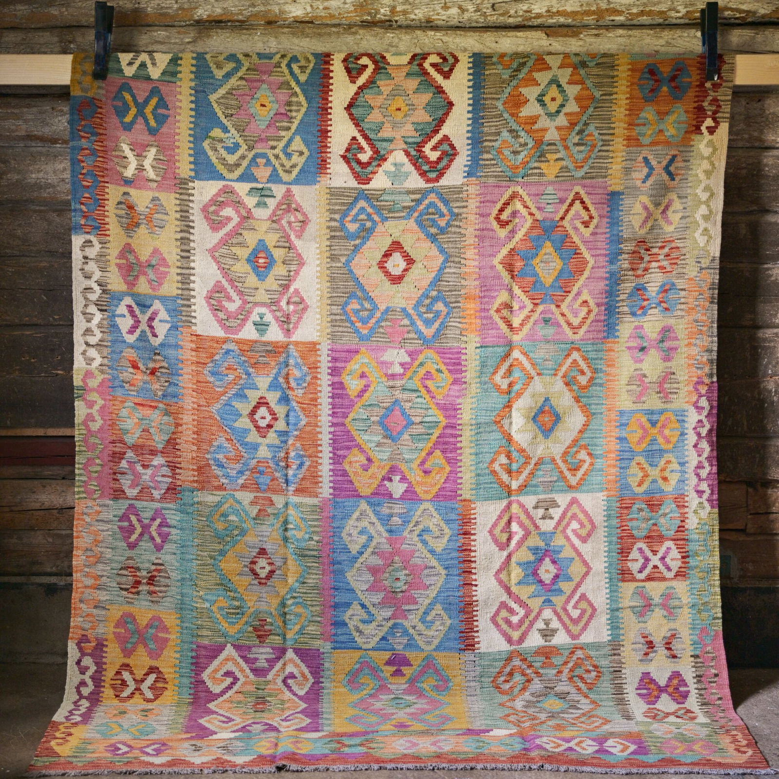 Unik handvävd kelim 202x297 cm