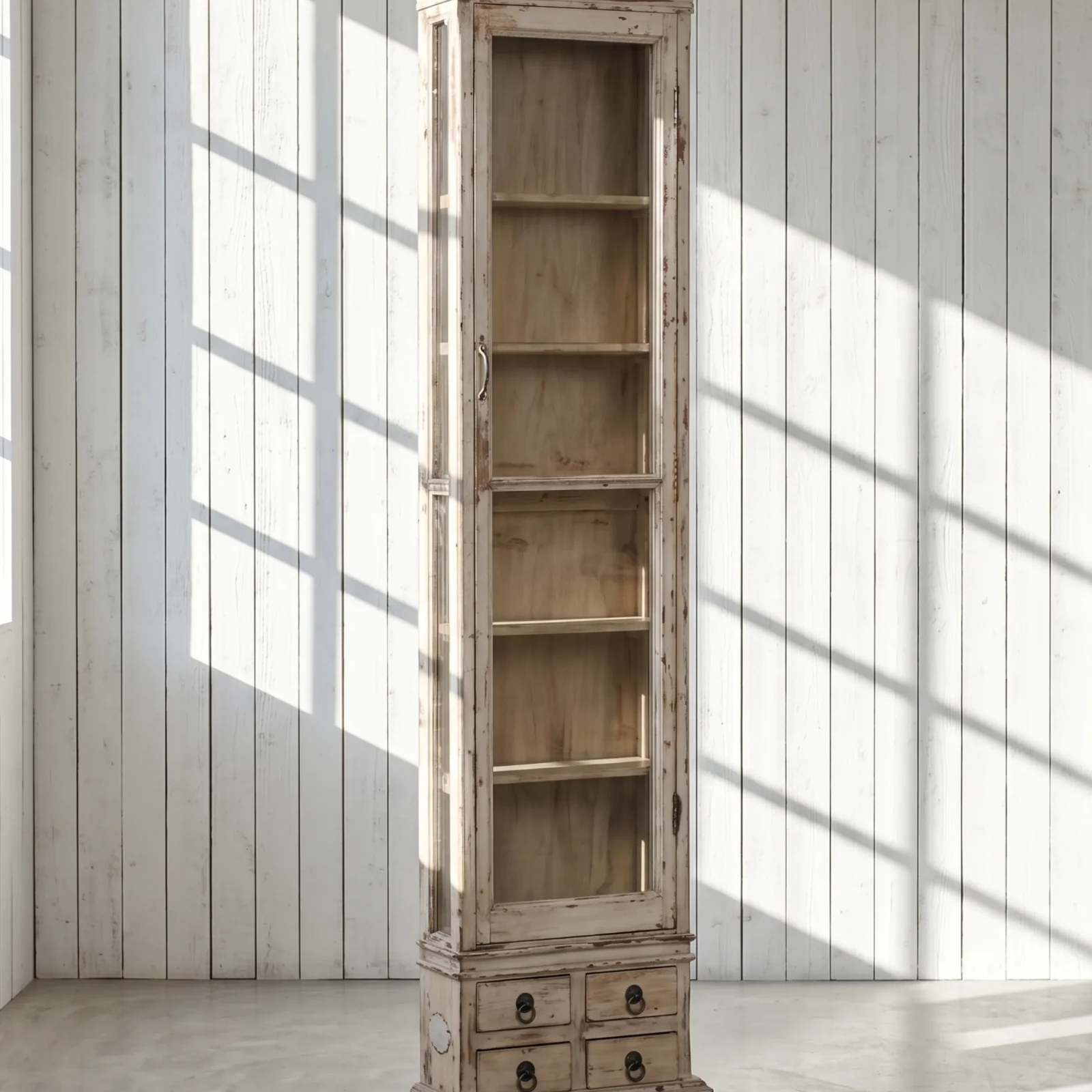 Smalt vitrinskåp vintage djup 16 cm