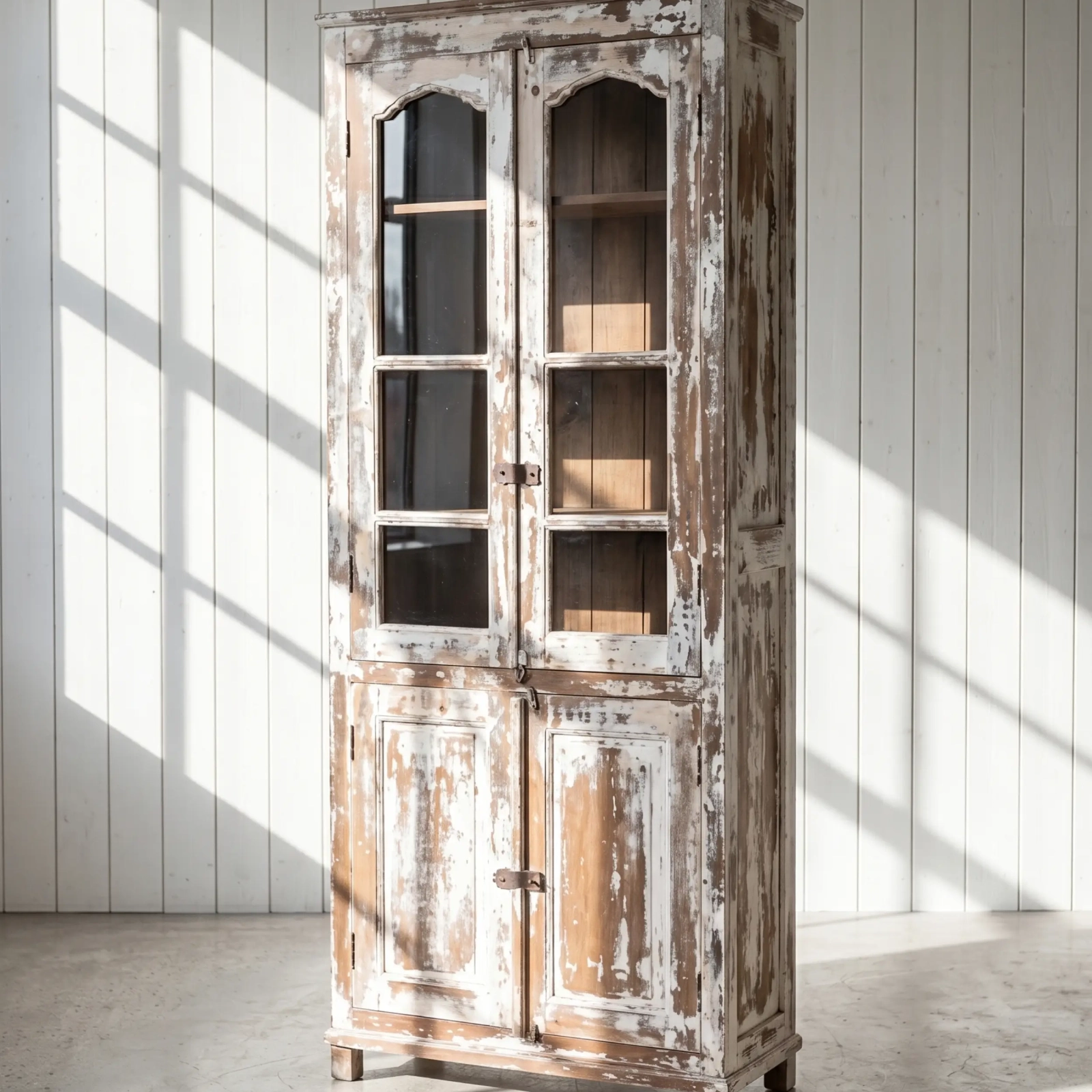 Smalt vitrinskåp vintage H200 cm