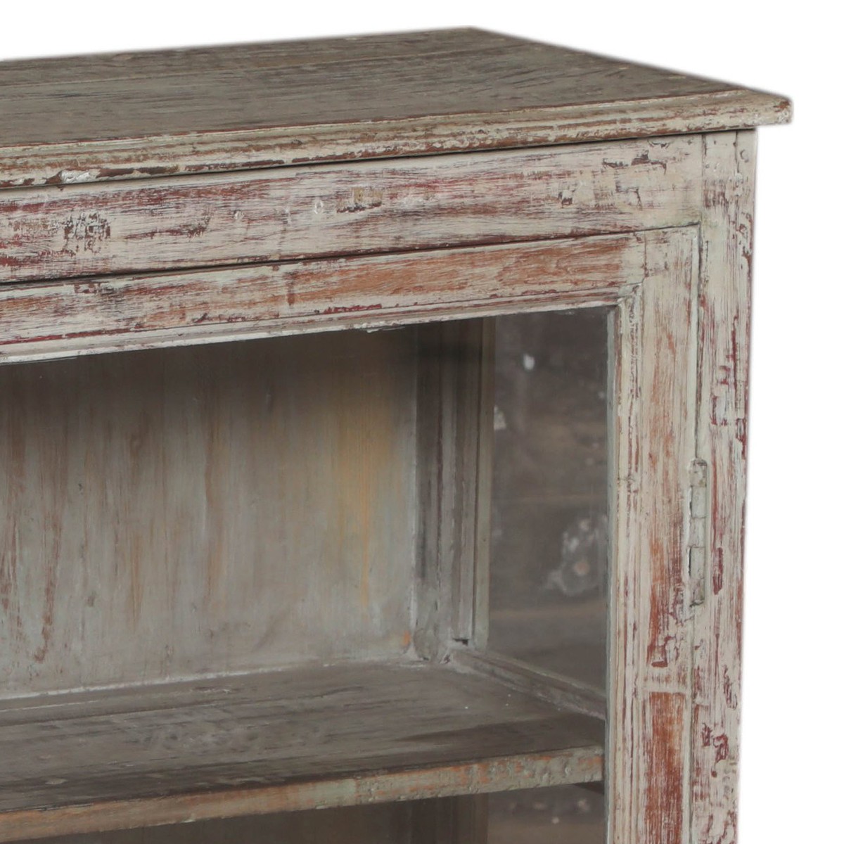 Detalj övre hörn – Vitrinskåp vintage DZ-001556