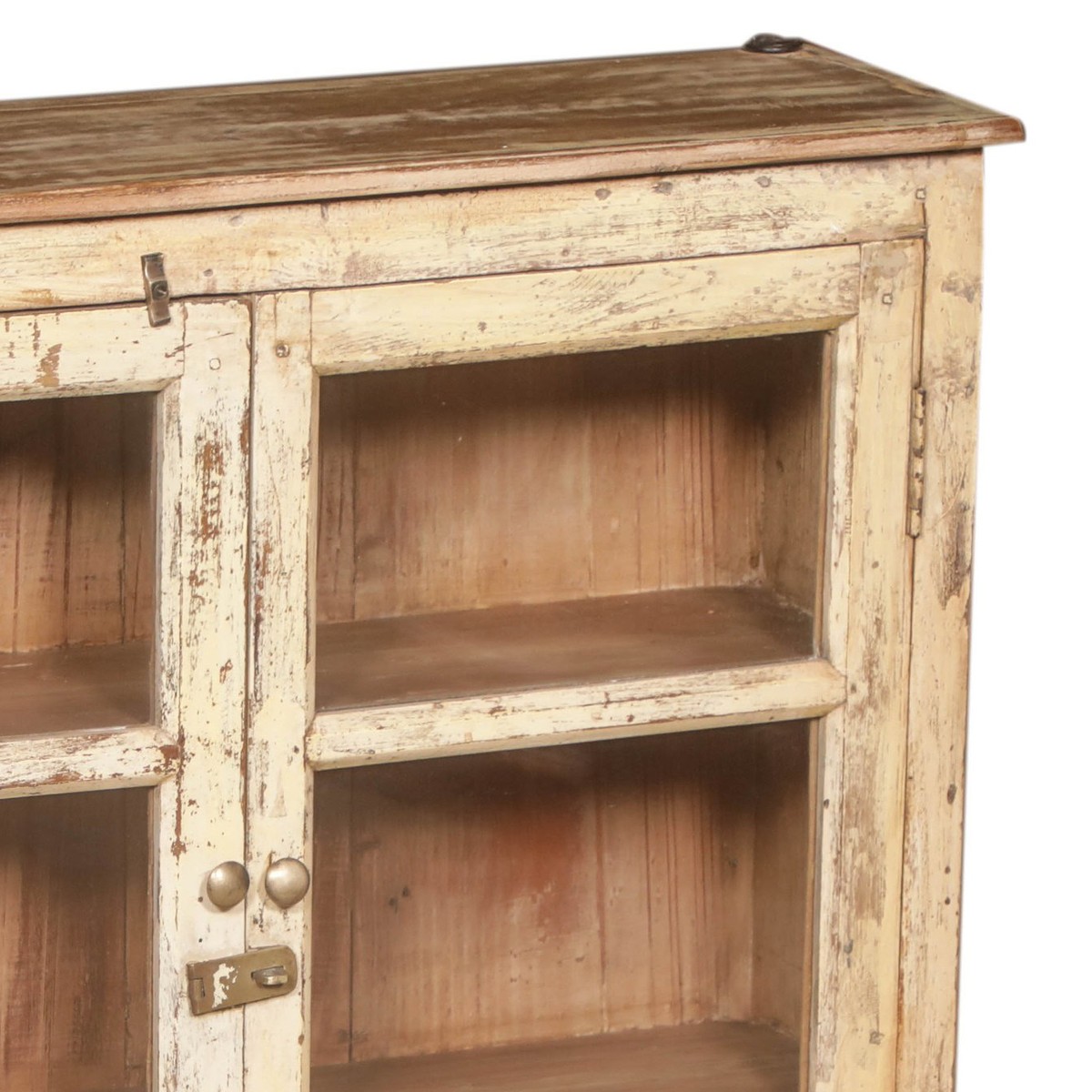 Detalj övre hörn – Väggvitrin / väggskåp vintage DZ-001609
