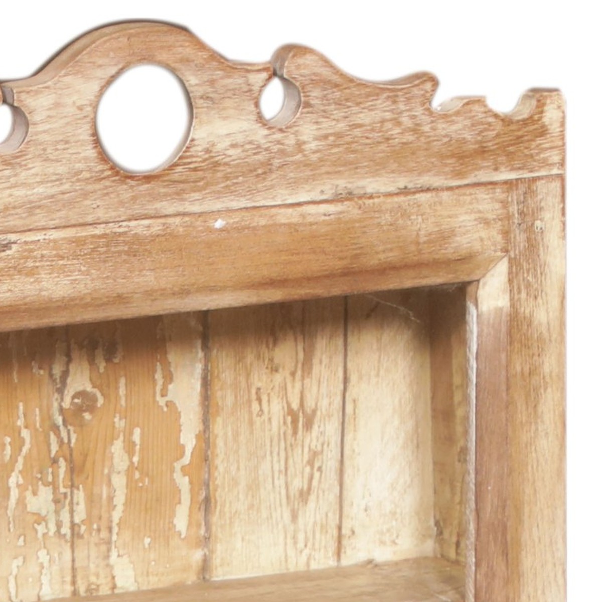Detalj övre hörn – Väggvitrin / väggskåp vintage DZ-001624