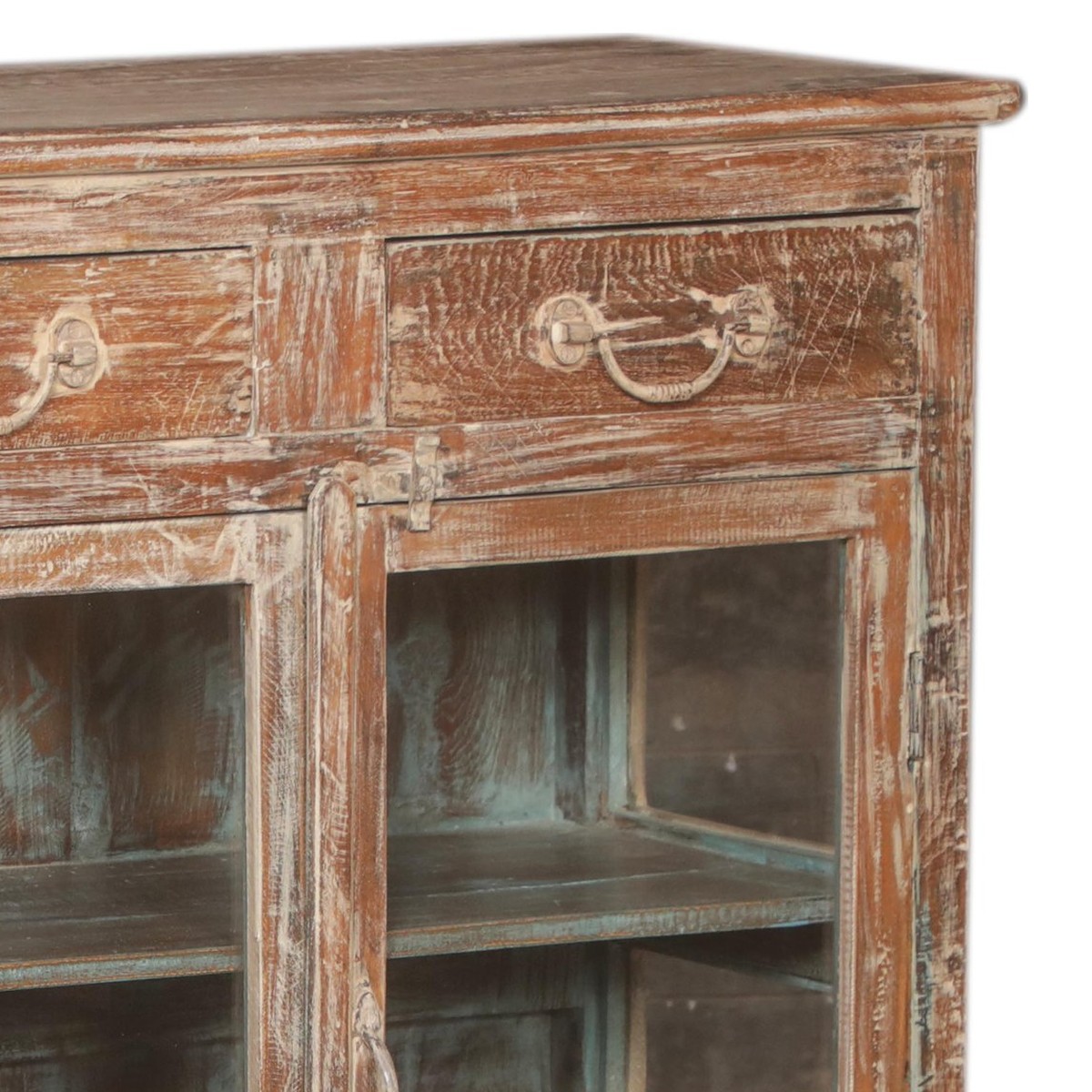 Detalj övre hörn – Vitrinskåp vintage DZ-001678