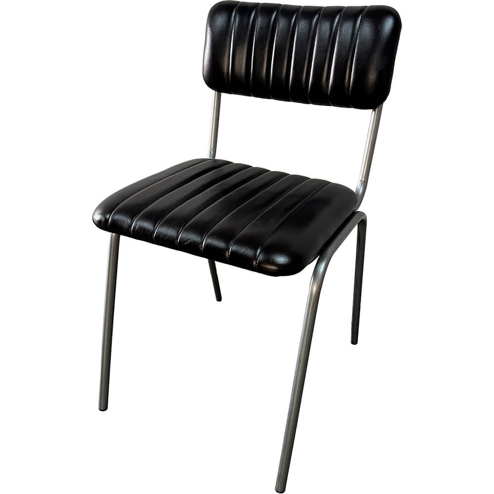 Stol järn och läder svart