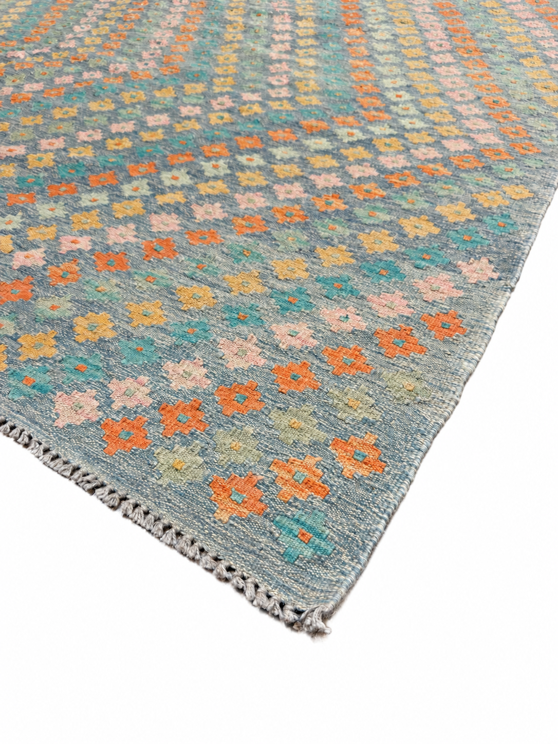 Unik handvävd kelim 203x300 cm – närbild