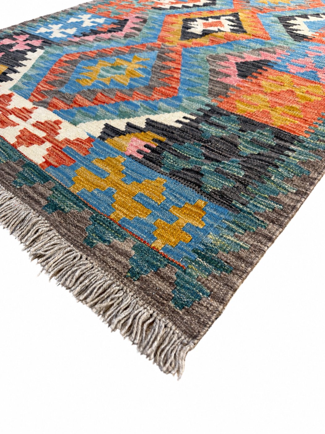 Unik handvävd kelim 101x151 cm – närbild