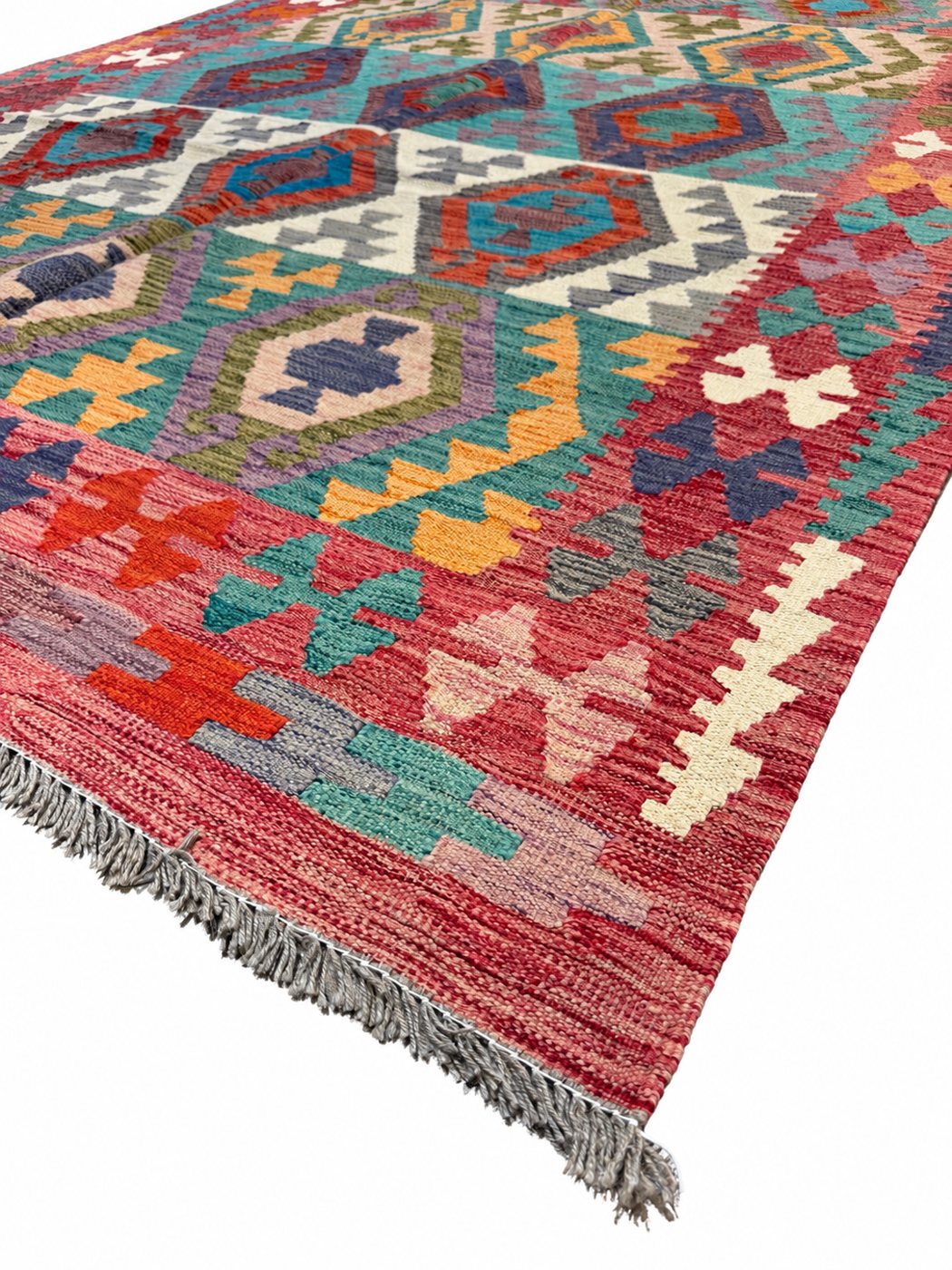 Unik handvävd kelim 174x241 cm – närbild