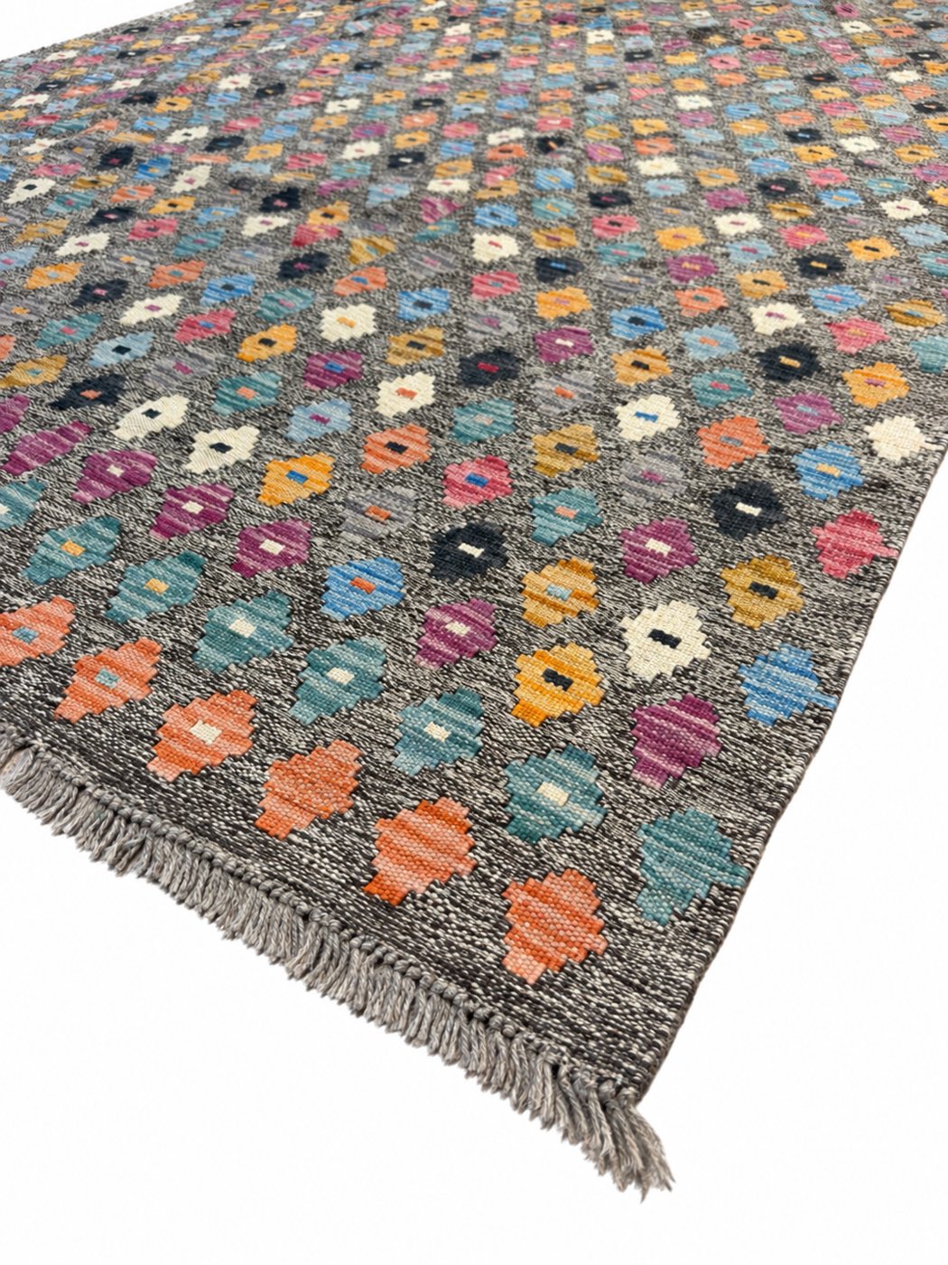 Unik handvävd kelim 176x247 cm – närbild