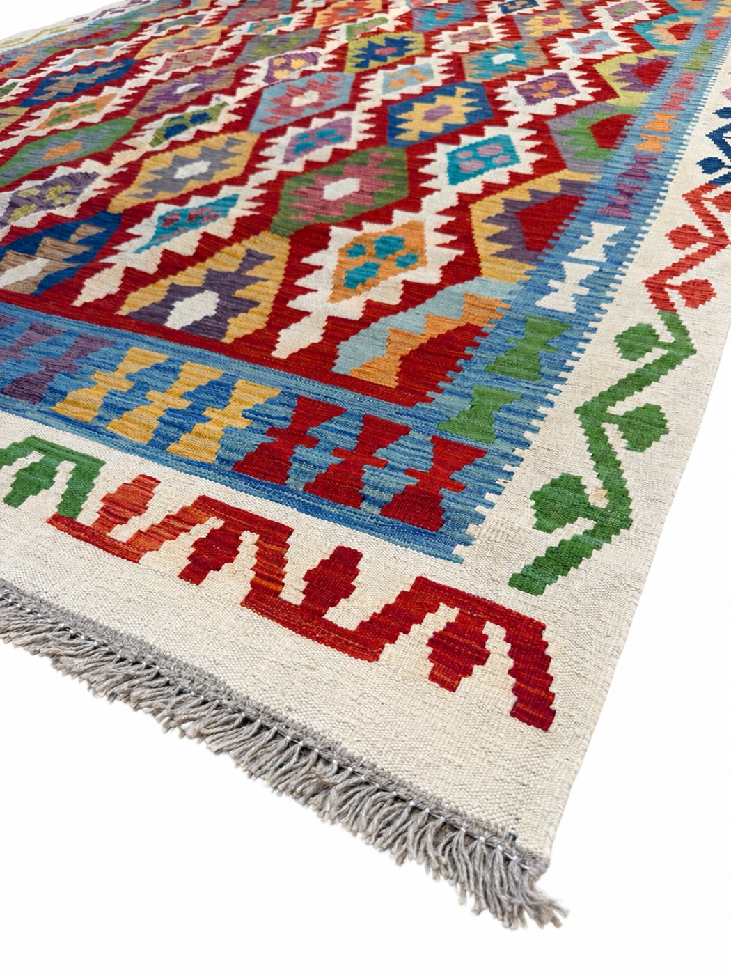 Unik handvävd kelim 178x232 cm – närbild
