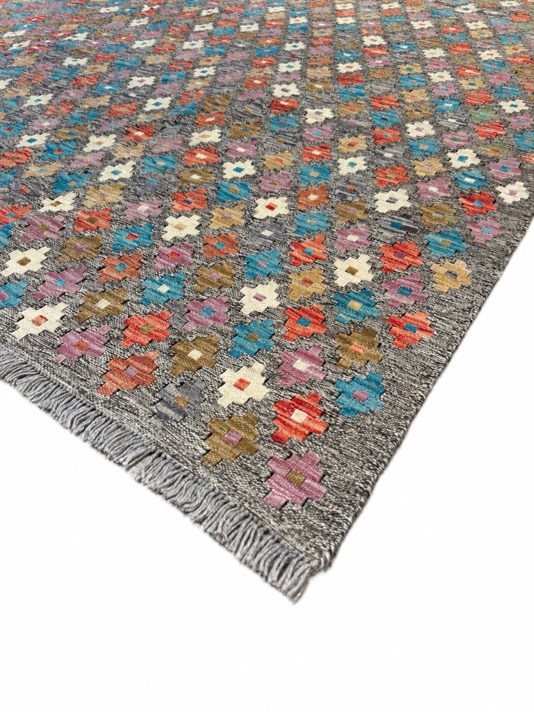 Unik handvävd kelim 192x240 cm – närbild