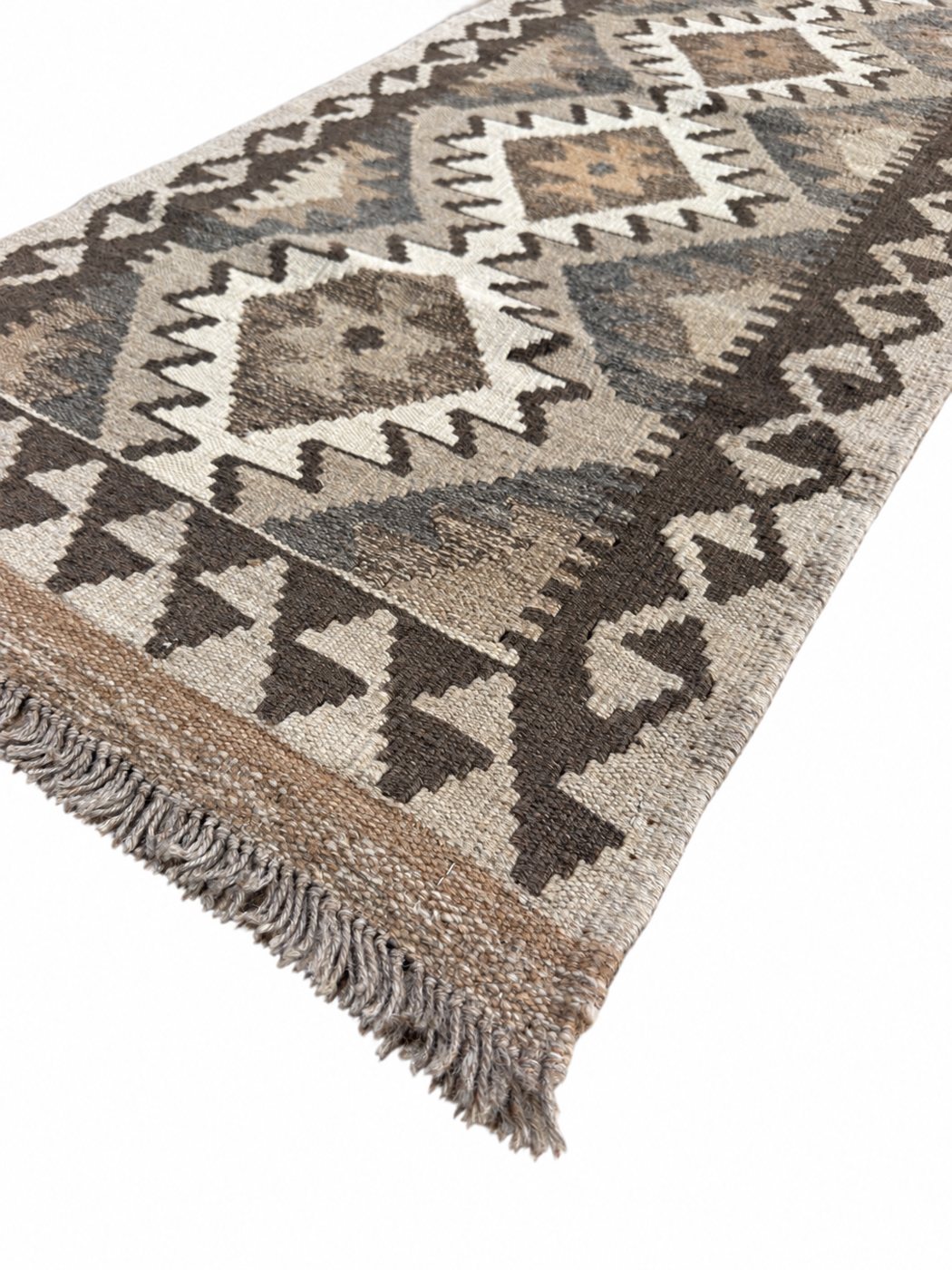 Unik handvävd kelim 61x152 cm – närbild